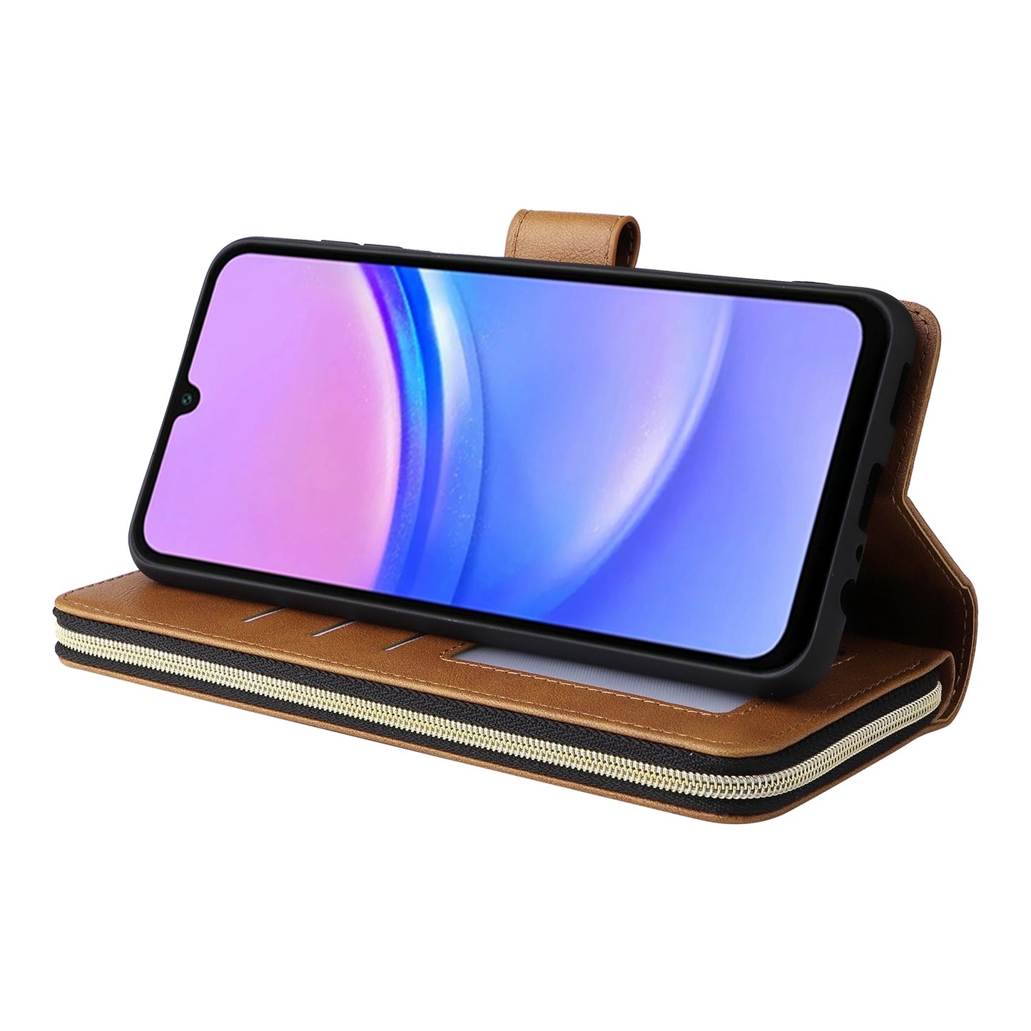 Samsung Galaxy A16 5G Leather Wallet Case with 9 Card Slots, Zipped Cash Pocket & Kickstand - Premium PU TPU Protective Cover with Wrist Strap