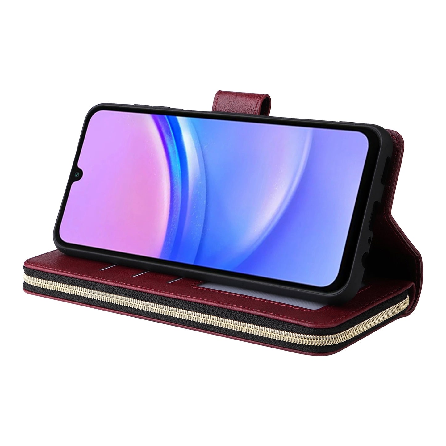 Samsung Galaxy A16 5G Leather Wallet Case with 9 Card Slots, Zipped Cash Pocket & Kickstand - Premium PU TPU Protective Cover with Wrist Strap