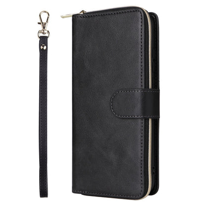 Samsung Galaxy A06 4G Leather Wallet Case with 9 Card Slots, Zipped Cash Pocket & Kickstand - Premium PU TPU Protective Cover with Wrist Strap