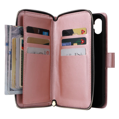Samsung Galaxy A06 4G Leather Wallet Case with 9 Card Slots, Zipped Cash Pocket & Kickstand - Premium PU TPU Protective Cover with Wrist Strap