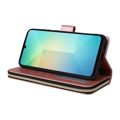 Samsung Galaxy A06 4G Leather Wallet Case with 9 Card Slots, Zipped Cash Pocket & Kickstand - Premium PU TPU Protective Cover with Wrist Strap