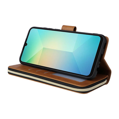 Samsung Galaxy A06 4G Leather Wallet Case with 9 Card Slots, Zipped Cash Pocket & Kickstand - Premium PU TPU Protective Cover with Wrist Strap