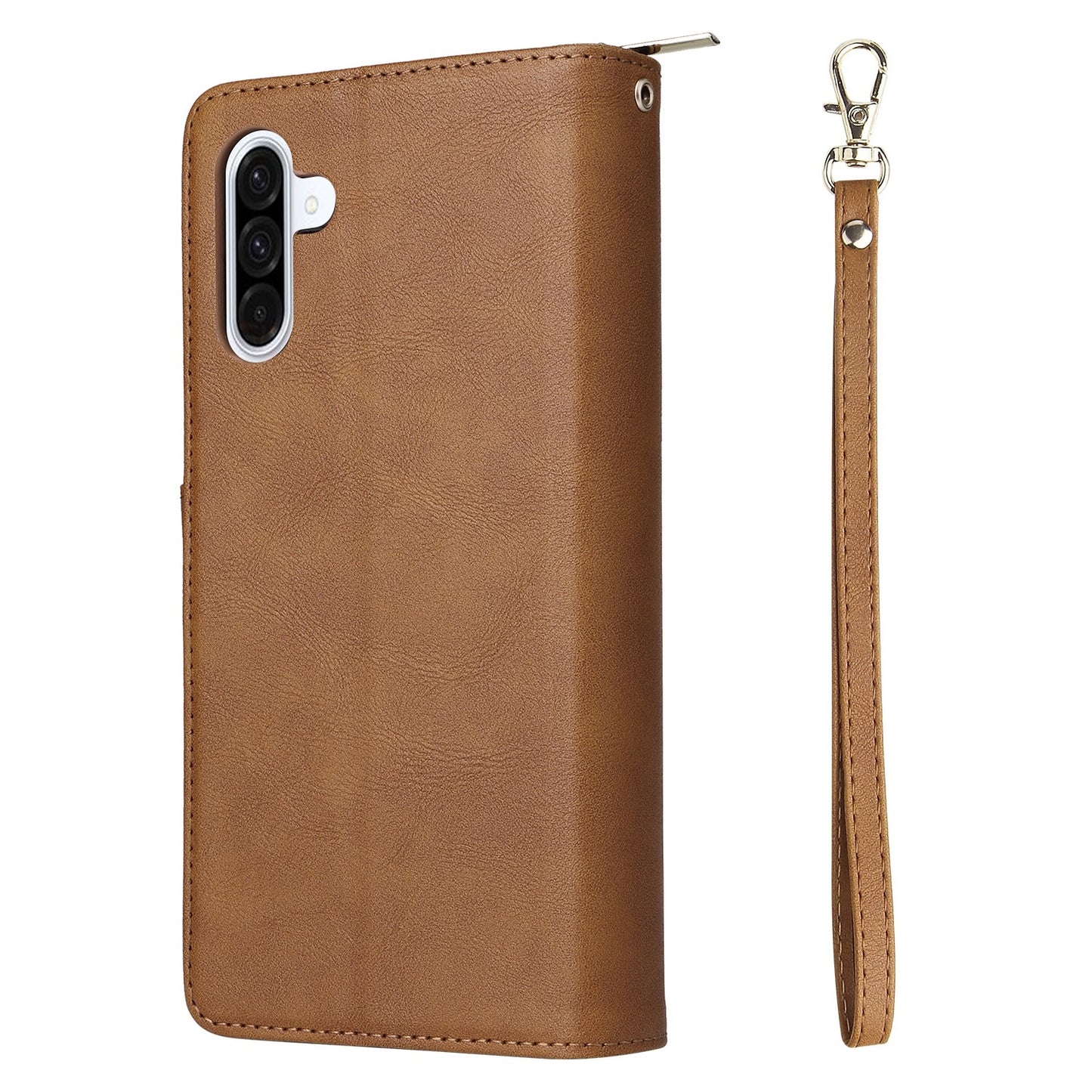 Samsung Galaxy A26 5G Leather Wallet Case with 9 Card Slots, Zipped Cash Pocket & Kickstand - Premium PU TPU Protective Cover with Wrist Strap