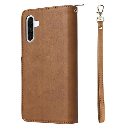 Samsung Galaxy A26 5G Leather Wallet Case with 9 Card Slots, Zipped Cash Pocket & Kickstand - Premium PU TPU Protective Cover with Wrist Strap