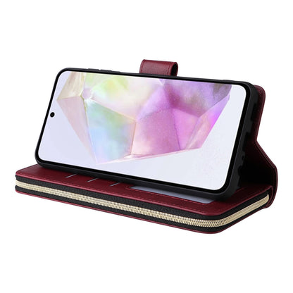 Samsung Galaxy A26 5G Leather Wallet Case with 9 Card Slots, Zipped Cash Pocket & Kickstand - Premium PU TPU Protective Cover with Wrist Strap