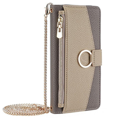Xiaomi Poco X7 Pro 5G Crossbody Phone Case with Litchi Texture Leather, Adjustable Kickstand, Card Slots, Zipper Purse, Makeup Mirror, and TPU Protection