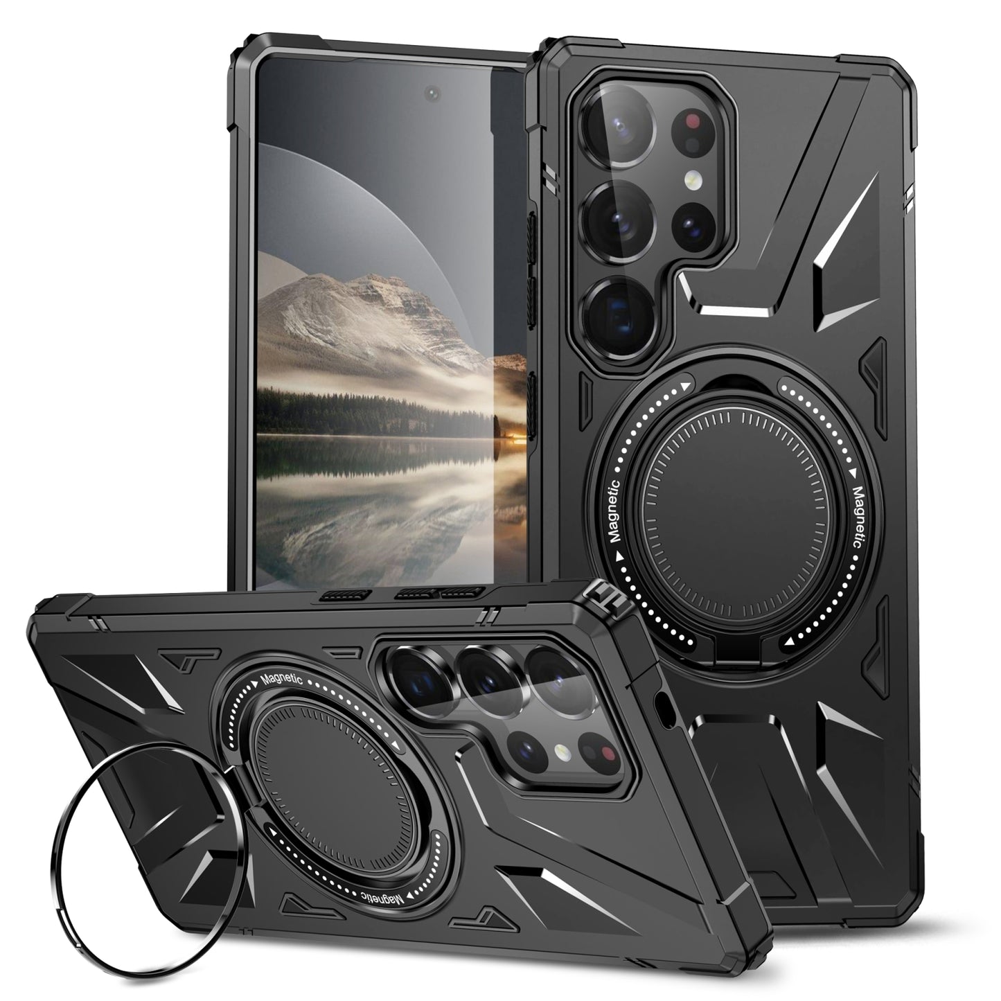 Samsung Galaxy S25 Ultra 5G MagSafe Shockproof Case - Magnetic Ring Holder, Rugged Protection, Wireless Charging Compatible