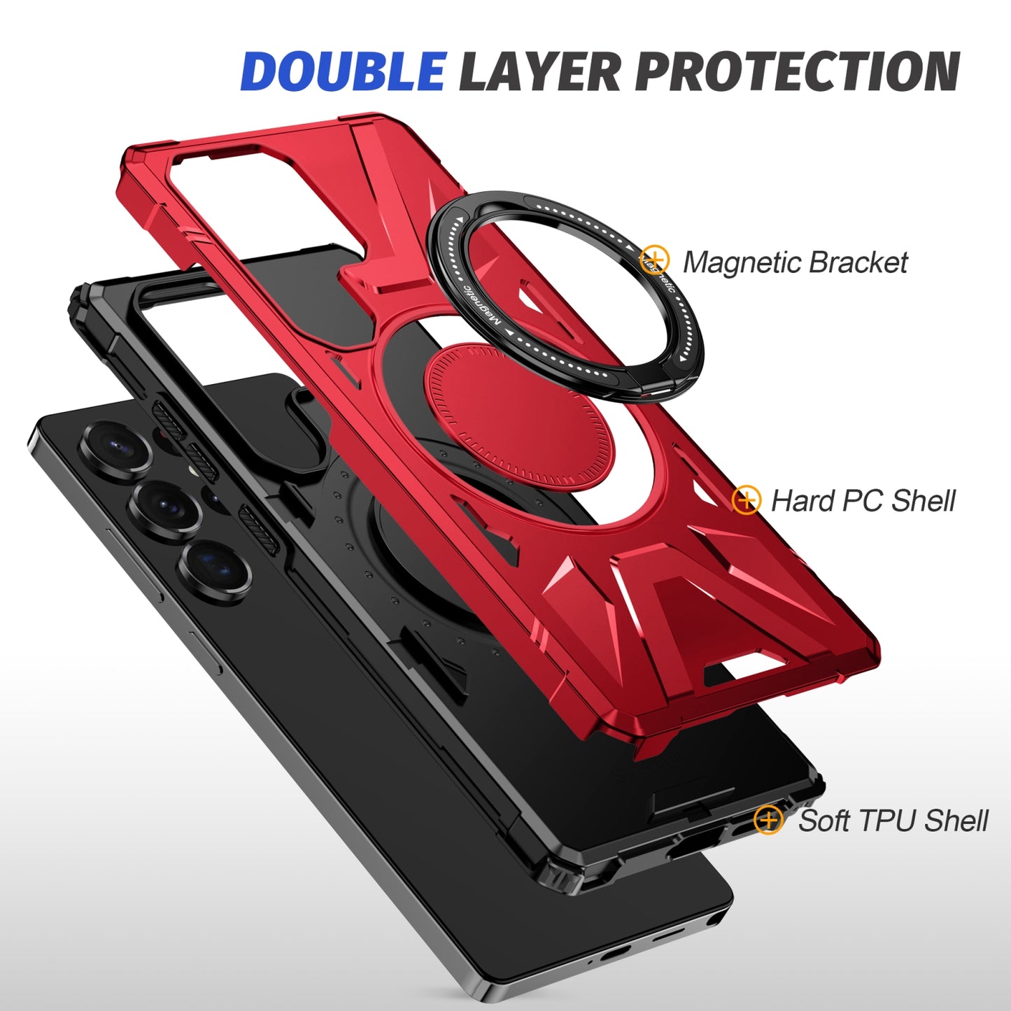 Samsung Galaxy S25 Ultra 5G MagSafe Shockproof Case - Magnetic Ring Holder, Rugged Protection, Wireless Charging Compatible