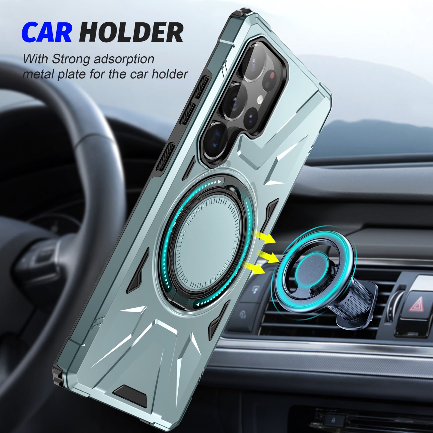 Samsung Galaxy S25 Ultra 5G MagSafe Shockproof Case - Magnetic Ring Holder, Rugged Protection, Wireless Charging Compatible