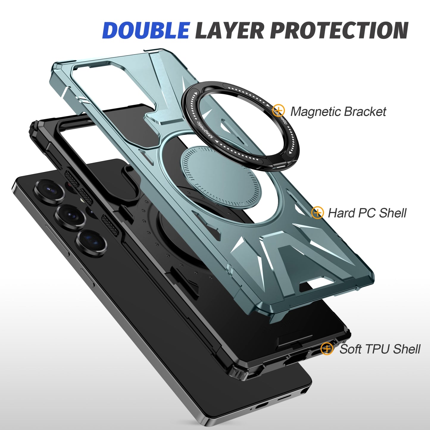 Samsung Galaxy S25 Ultra 5G MagSafe Shockproof Case - Magnetic Ring Holder, Rugged Protection, Wireless Charging Compatible