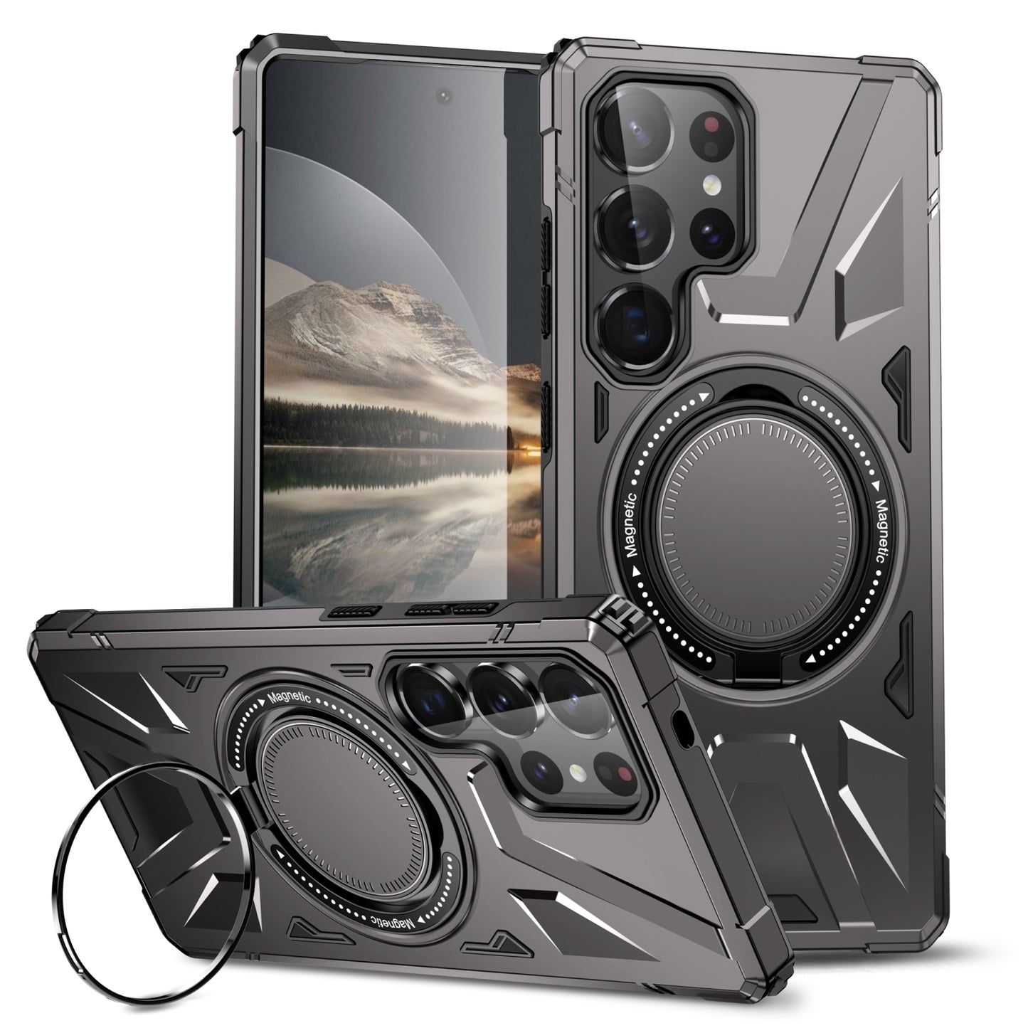 Samsung Galaxy S25 Ultra 5G MagSafe Shockproof Case - Magnetic Ring Holder, Rugged Protection, Wireless Charging Compatible