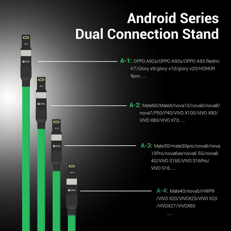 2uul PW02 Mobile Phone Repair Power Cable with 3 Type-C Connectors, Durable 1m Length, Compatible with iOS/Android