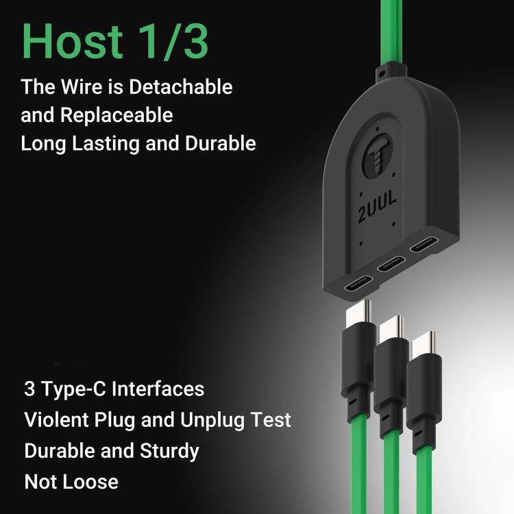 2uul PW02 Mobile Phone Repair Power Cable with 3 Type-C Connectors, Durable 1m Length, Compatible with iOS/Android