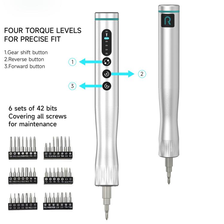 RF4 RF-ED4S Multi-Function Electric Screwdriver Set with 42 S2 Steel Bits & Type-C Charging - Versatile Repair Tool