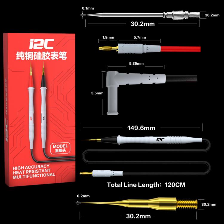 i2C Pure Copper Silicone Probe Detection Pen - Bend Plug Model, -20°C to 200°C, Durable & Accurate