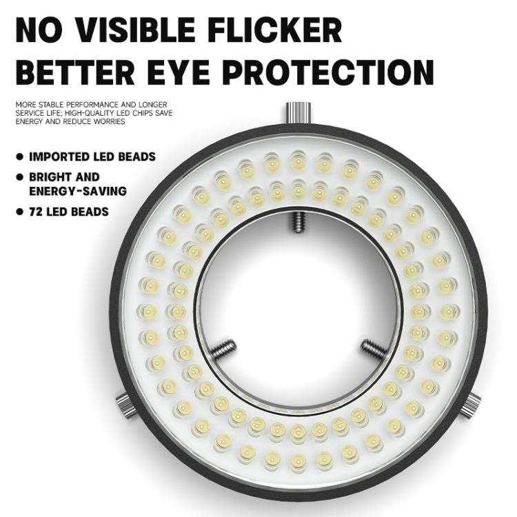 LUOWEI LS03 High Lumen 72 LED Microscope Ring Light, USB Powered, Adjustable Brightness, 38000 LUX