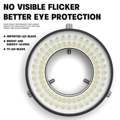LUOWEI LS03 High Lumen 72 LED Microscope Ring Light, USB Powered, Adjustable Brightness, 38000 LUX