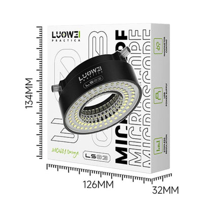 LUOWEI LS03 High Lumen 72 LED Microscope Ring Light, USB Powered, Adjustable Brightness, 38000 LUX