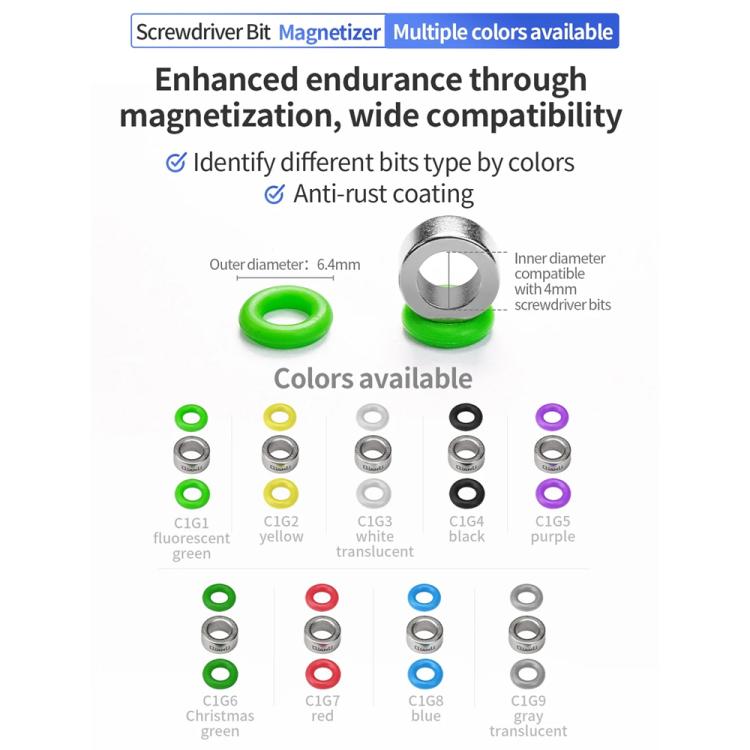 Qianli Multi-Coloured Magnetizer for 4mm Screwdriver Bits - Restores Magnetism & Identifies Bit Types