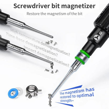 Qianli Multi-Coloured Magnetizer for 4mm Screwdriver Bits - Restores Magnetism & Identifies Bit Types