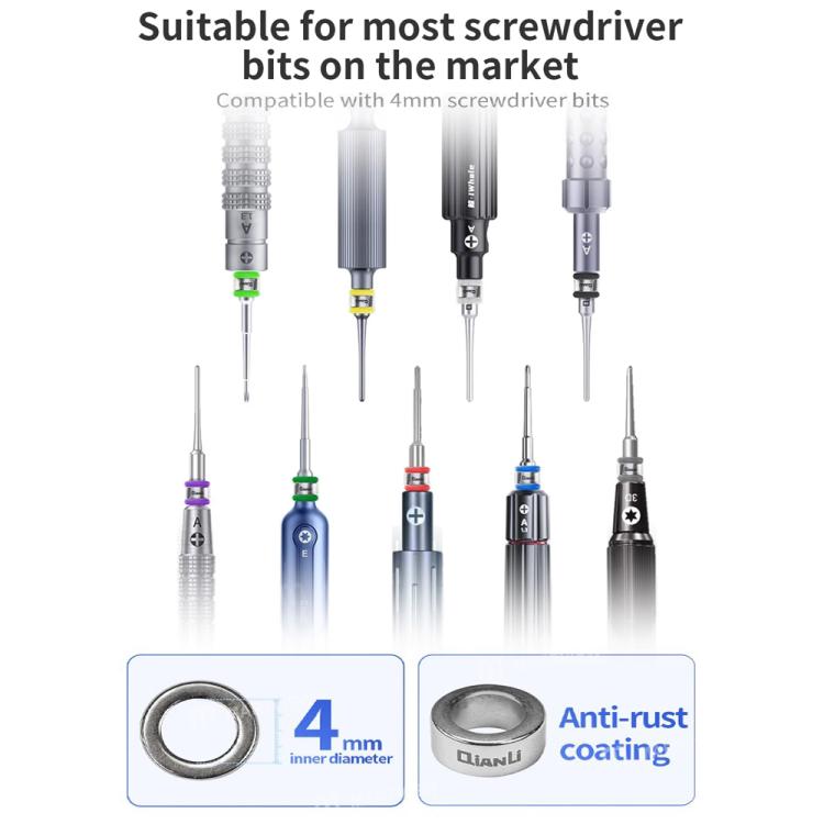 Qianli Multi-Coloured Magnetizer for 4mm Screwdriver Bits - Restores Magnetism & Identifies Bit Types
