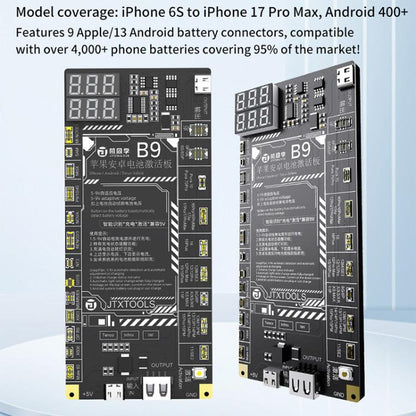 JTX B9 Battery Charging Activation Board (5-9V) for iPhone 6S-17 Pro Max & 400+ Android Models