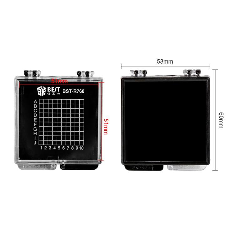 BST-R760 Mini Transparent Anti-Static Chip Storage Box | Self-Adsorbing PS & Silicone | 6x5.3x1cm