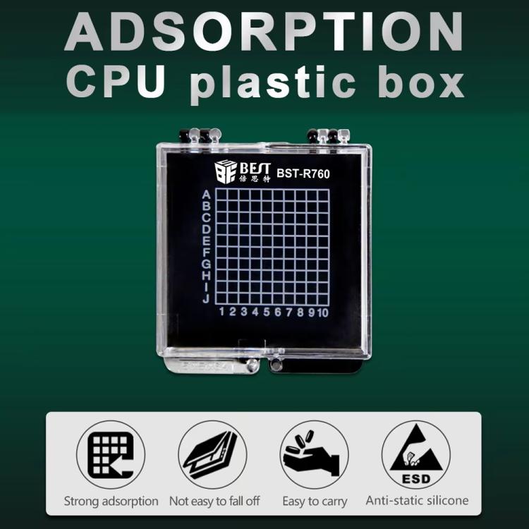 BST-R760 Mini Transparent Anti-Static Chip Storage Box | Self-Adsorbing PS & Silicone | 6x5.3x1cm