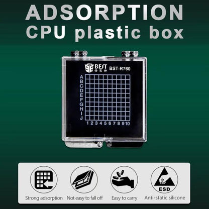 BST-R760 Mini Transparent Anti-Static Chip Storage Box | Self-Adsorbing PS & Silicone | 6x5.3x1cm
