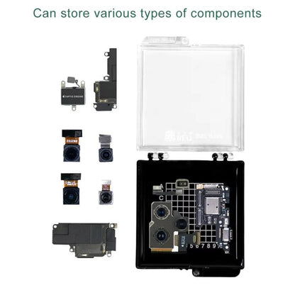 BST-R760 Mini Transparent Anti-Static Chip Storage Box | Self-Adsorbing PS & Silicone | 6x5.3x1cm