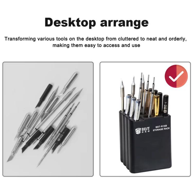 BST-R16B 16-Hole Multi-Function Storage Box for Soldering Iron Tips & Hand Tools, Compact & Safe Design