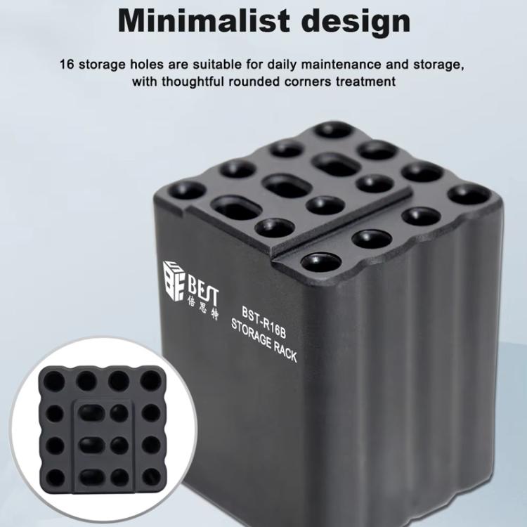 BST-R16B 16-Hole Multi-Function Storage Box for Soldering Iron Tips & Hand Tools, Compact & Safe Design