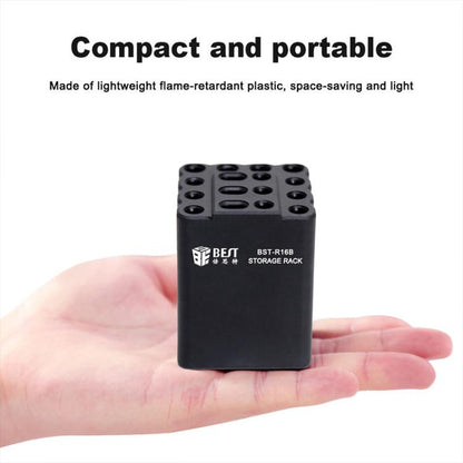 BST-R16B 16-Hole Multi-Function Storage Box for Soldering Iron Tips & Hand Tools, Compact & Safe Design
