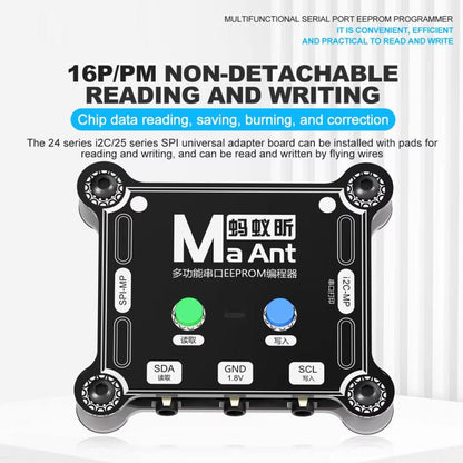 MaAnt E1 Multifunctional EEPROM Programmer for Charging IC Chips, Layered Reading/Writing Without Disassembly