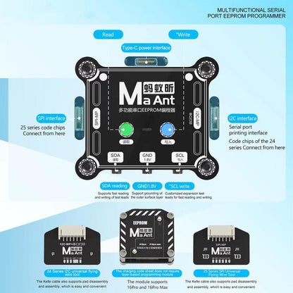 MaAnt E1 Multifunctional EEPROM Programmer for Charging IC Chips, Layered Reading/Writing Without Disassembly