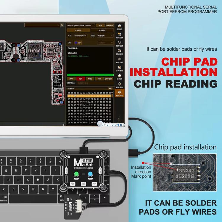 MaAnt E1 Multifunctional EEPROM Programmer for Charging IC Chips, Layered Reading/Writing Without Disassembly