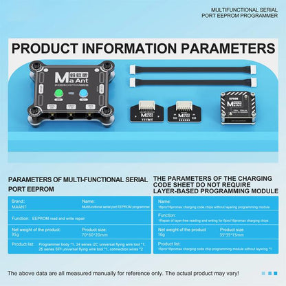 MaAnt E1 Multifunctional EEPROM Programmer for Charging IC Chips, Layered Reading/Writing Without Disassembly