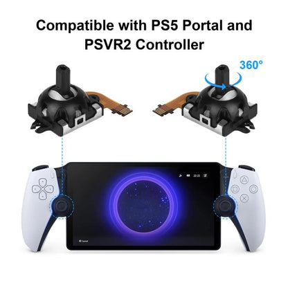 Replacement 3D Hall Effect Analog Joystick Pair for Sony PS5 Portal & PSVR2 Controllers (Black)