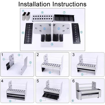 Silver Multi-Compartment Screwdriver & Component Storage Organizer for Tools and Electronics