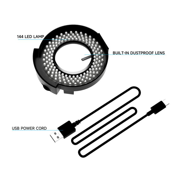 RF4 OK-9 Adjustable LED Ring Light (144pcs) for Binocular/Trinocular Stereo Microscopes - Black, Easy Install