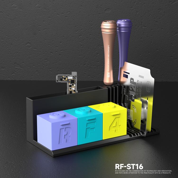 RF4 RF-ST16 Multi-Functional Screwdriver Storage Rack with Solder Paste Compartments & Metal Base