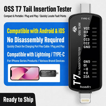 OSS T6 Smart Charging Port Tester with Blue Indicator Light, Type-C/Micro Compatibility