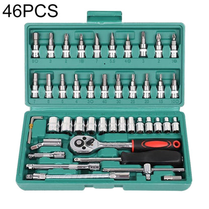 Versatile 46-Piece Car Repair and Maintenance Ratchet Wrench Toolbox Set