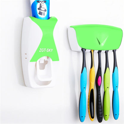 Automatic Toothpaste Dispenser Family Set with 5 Toothbrush Holder