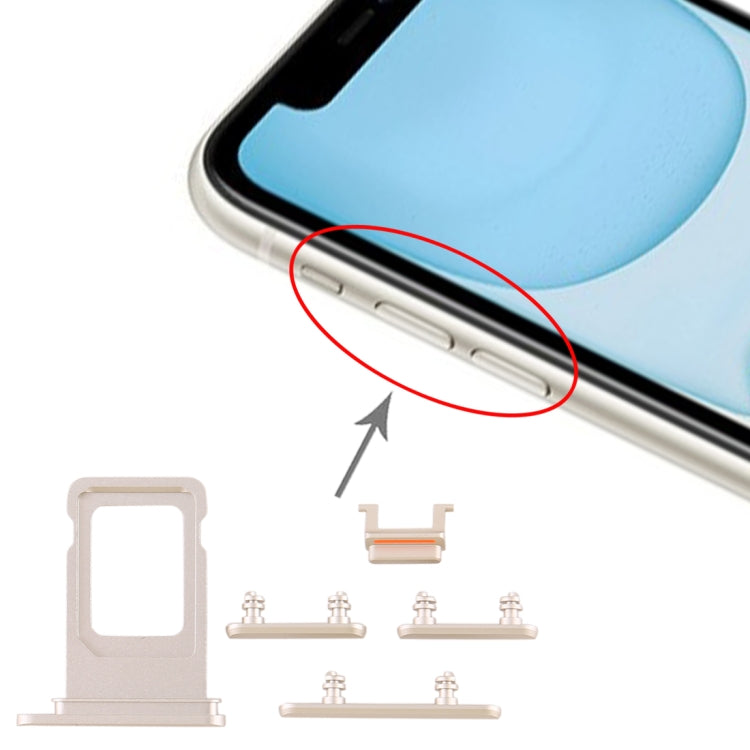 iPhone 11 SIM Card Tray and Side Key Replacement Set (White) - Compatible with Apple Devices