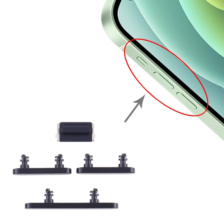 iPhone 12 Power & Volume Control Button Replacement Set (Black) - Compatible & Quality Checked