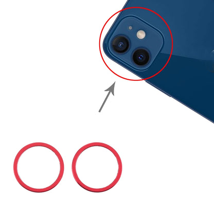 2 PCS Metal Camera Lens Protector Hoop Rings for iPhone 12 - Red Replacement Parts