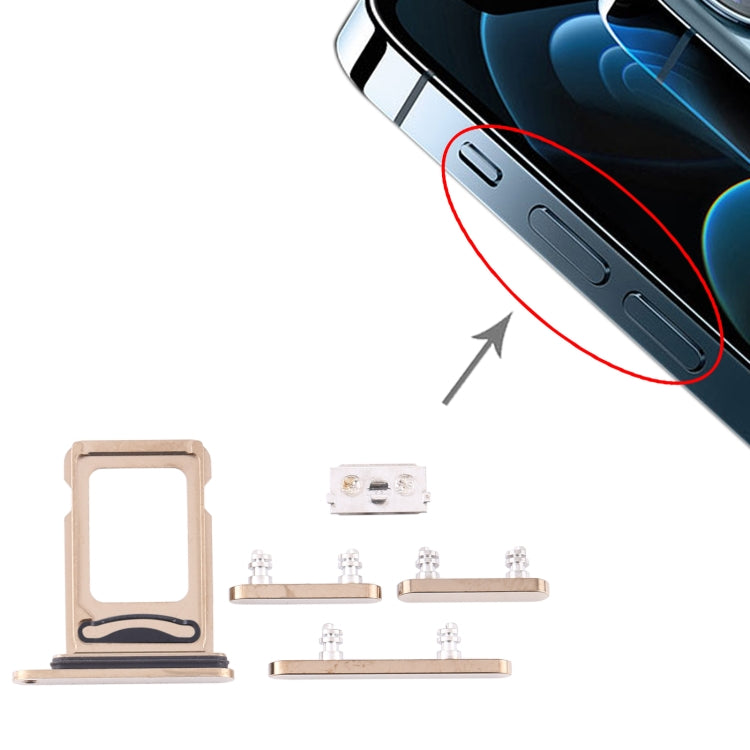 iPhone 12 Pro SIM Card Tray, Side Keys & Replacement Parts Set (Gold) - Compatible & Quality Checked