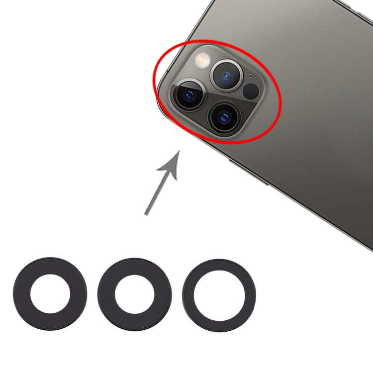 iPhone 12 Pro Camera Lens Cover Replacement (Black) - Perfect Fit, Professional Installation Recommended