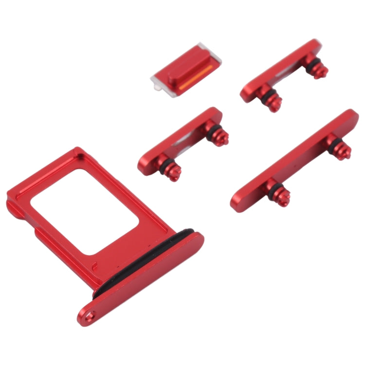 Red SIM Card Tray with Side Keys for iPhone 13 - Volume Control, Power Button & Mute Switch Replacement